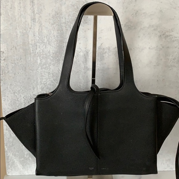 Celine small tri fold black leather hand bag ties - Picture 3 of 11